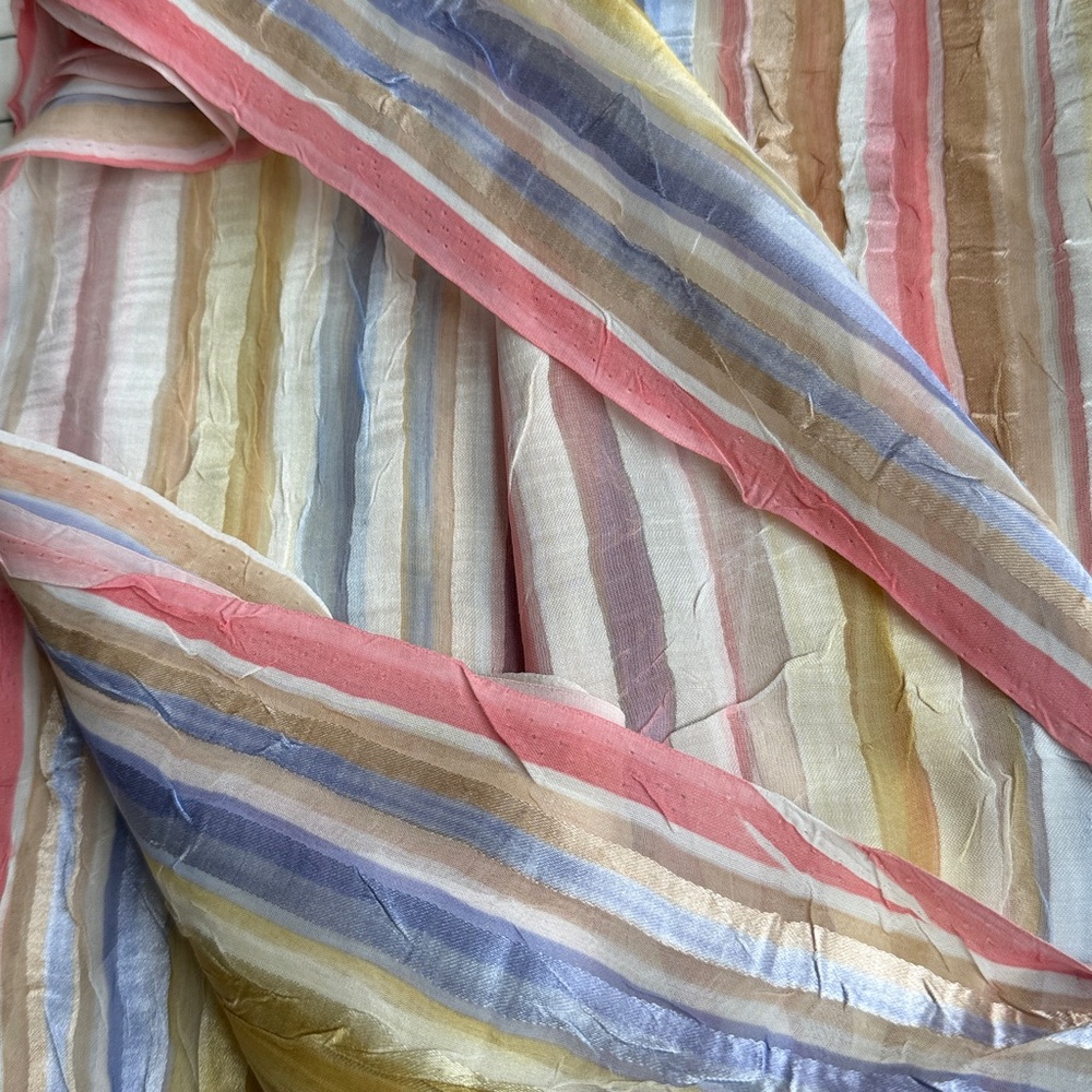 Vintage Crinkle Stripe Fabric – 3 Yards x 54” – Pastel Sheer Plissé – Silk Look - Picture 13 of 15